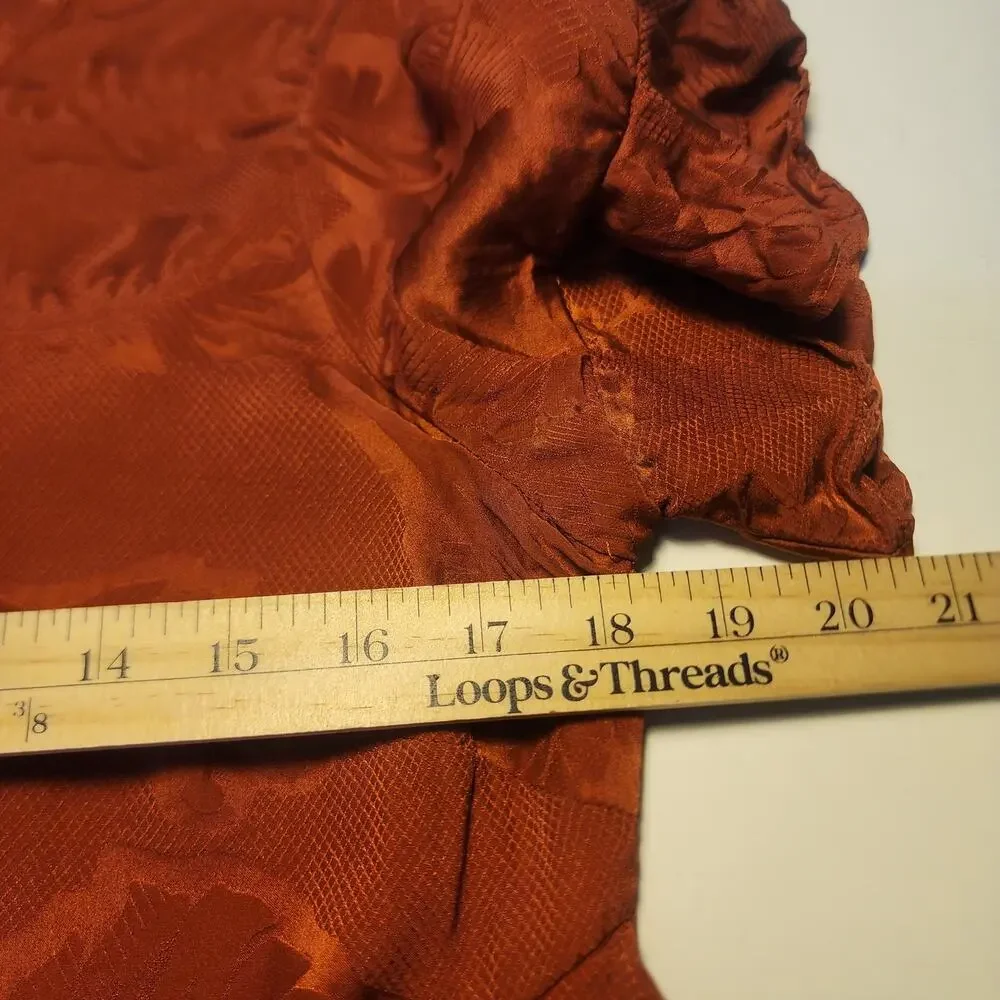 Cinq a Sept 100% Silk Ruffled Embossed Print Top with Button Closure Size Small - Picture 11 of 11